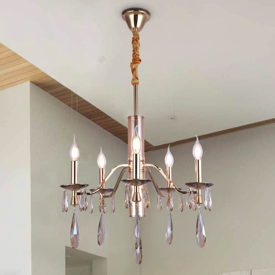 Reverie Rose Gold Candle Chandelier