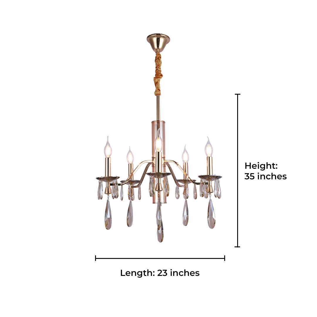 Reverie Rose Gold Candle Chandelier